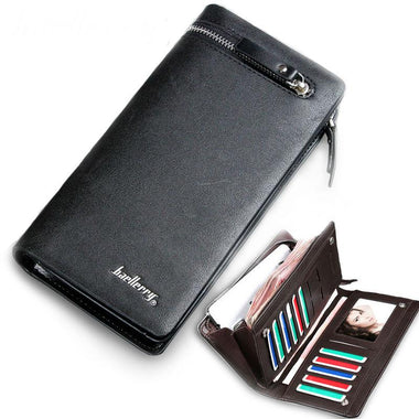 Big Wallet Men's Clutch  Bag Leather Zipper Pocket Card