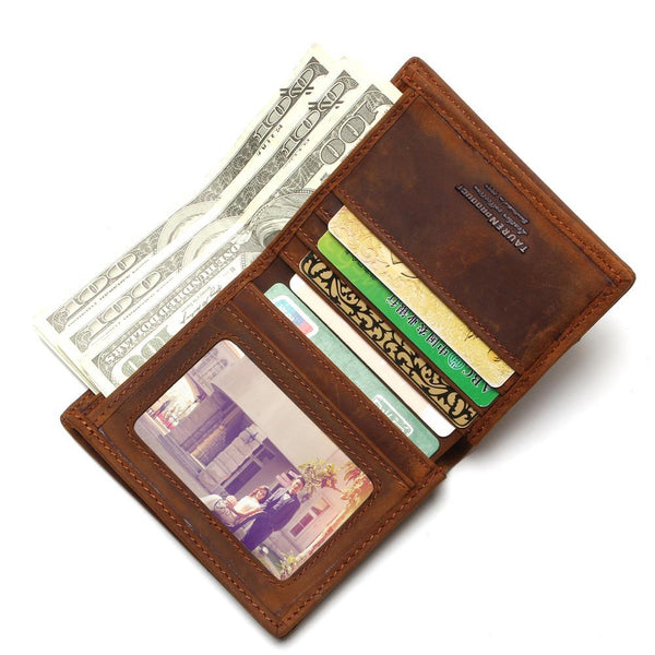 Vintage Crazy Horse Handmade Leather Men Wallets