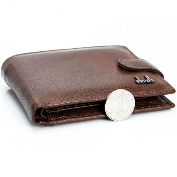Wallets Men Real Leather  Clutch Purse zipper Top