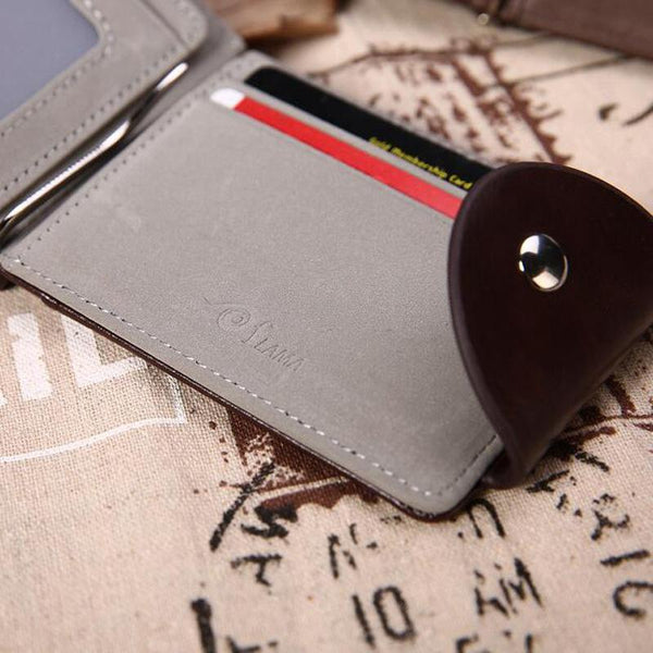 Mini Men's leather Money Clip Wallet Pocket Purse