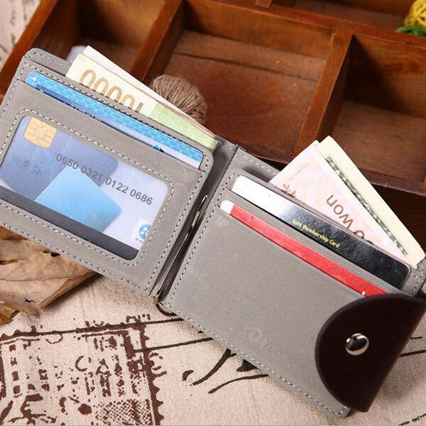Mini Men's leather Money Clip Wallet Pocket Purse