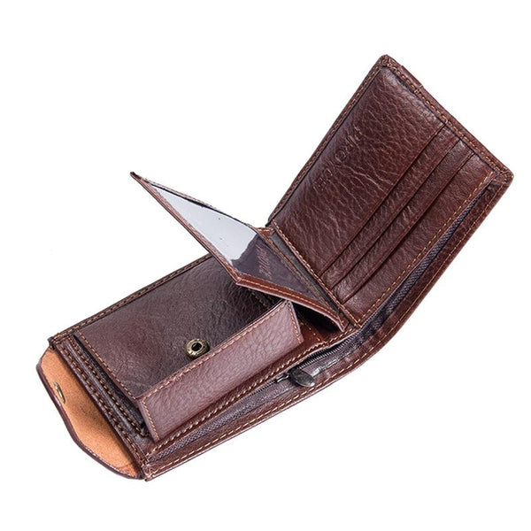 Small Wallet Men with Coin Pocket Zipper Men Leather