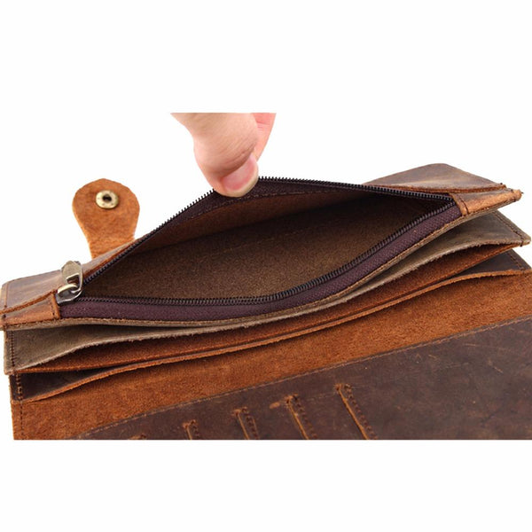 Large Capacity  Crazy Horse Genuine Leather Man Wallet