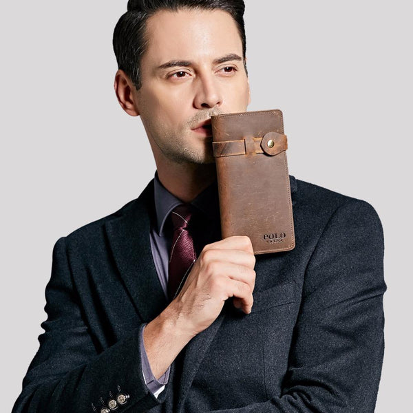 Large Capacity  Crazy Horse Genuine Leather Man Wallet