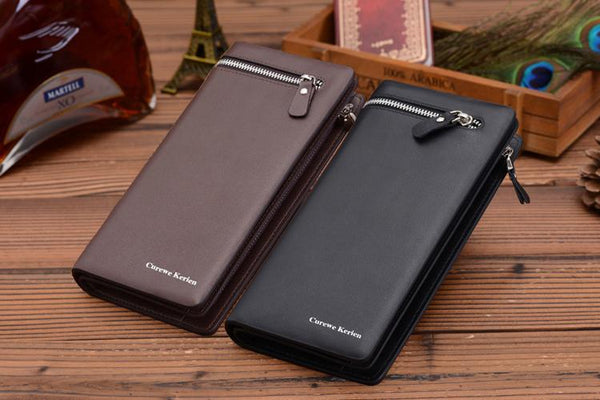 Men's Long Zipper Wallet Leather Clutch