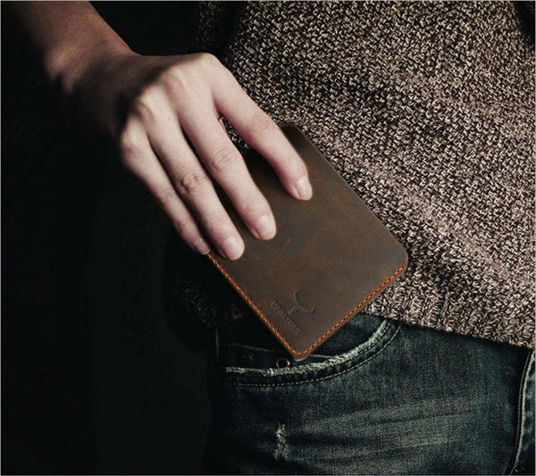 Crazy Horse Leather Men Wallets Vintage