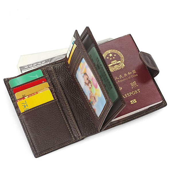 Leather Mens Passport Holder Wallets