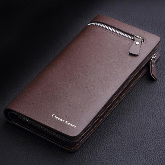 Men's Long Zipper Wallet Leather Clutch