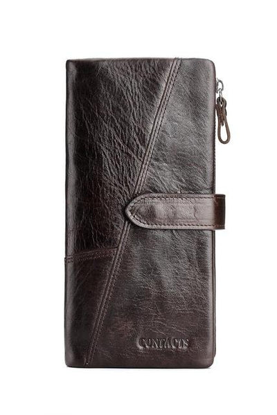 Cowhide Leather Men Wallets Clutch Wrist Bag