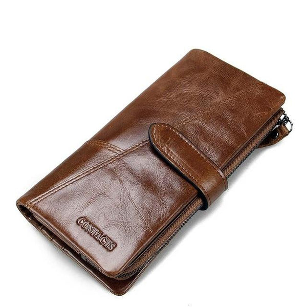 Cowhide Leather Men Wallets Clutch Wrist Bag