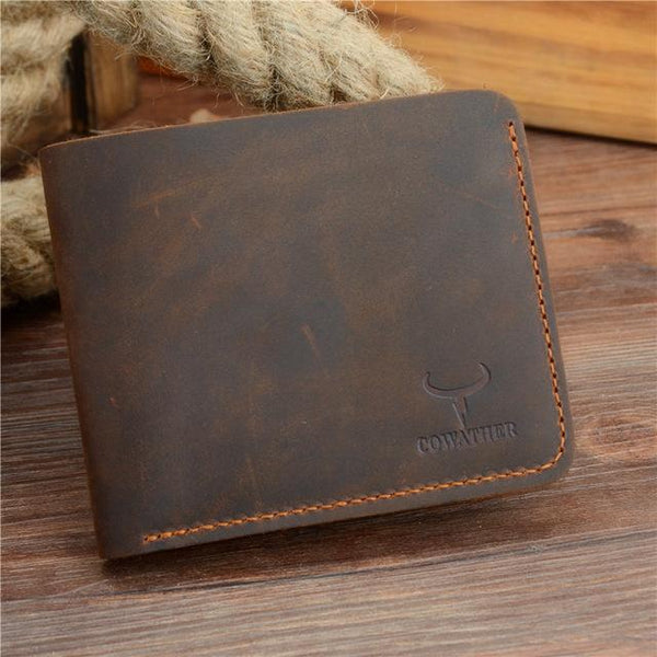 Crazy Horse Leather Men Wallets Vintage