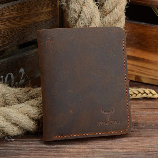 Crazy Horse Leather Men Wallets Vintage