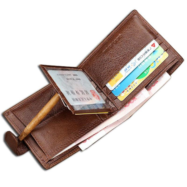 Wallets Men Real Leather  Clutch Purse zipper Top